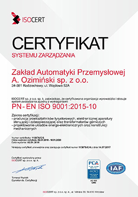 Certyfikat ISO 